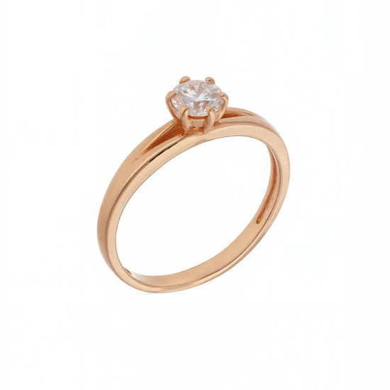 Rožinio aukso žiedas su 0,40 ct solitaire deimantu