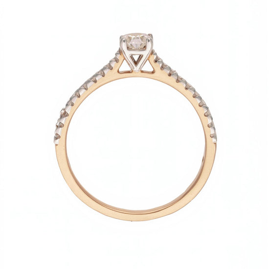 Žiedas su 0.4 ct deimantu ir šoniniais akmenimis