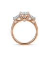 Prabangus žiedas su trimis briliantų kompozicijomis, viso 0.5 ct