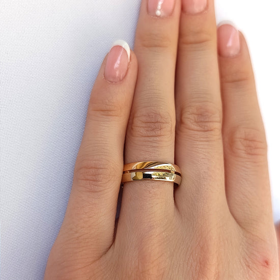 Vestuviniai žiedai iš balto ir rožinio aukso su subtiliais briliantų akcentais, 6 mm