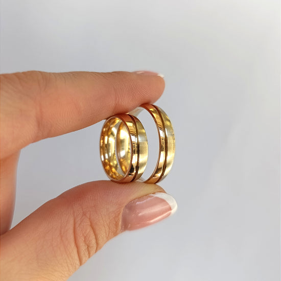 Rožinio ir balto aukso vestuviniai žiedai, poliruotas ir satininis paviršius, 4 mm