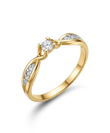 Žiedas su briliantu 0,154 ct.