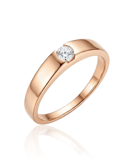 Raudono aukso žiedas su įleistu cirkoniu