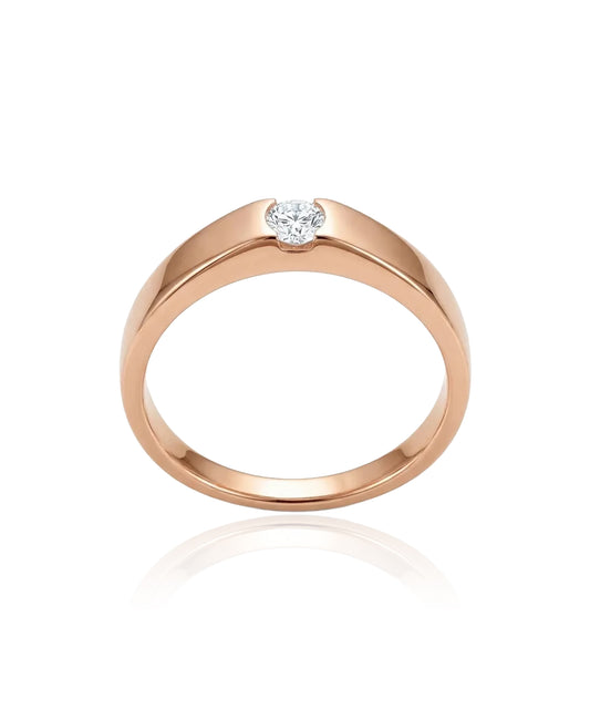 Raudono aukso žiedas su įleistu cirkoniu