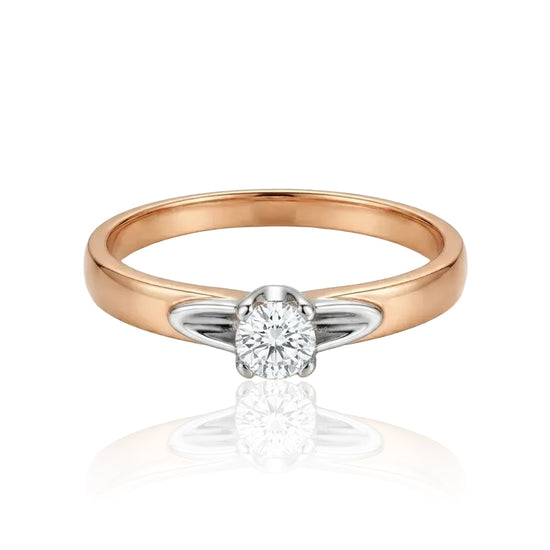 dvieju spalvu aukso ziedas su cirkoniu