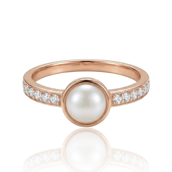 ziedas su perlamutru ir cirkoniais 19 dydis