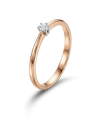 Raudono aukso žiedas su apvaliu briliantu 0,05 ct.