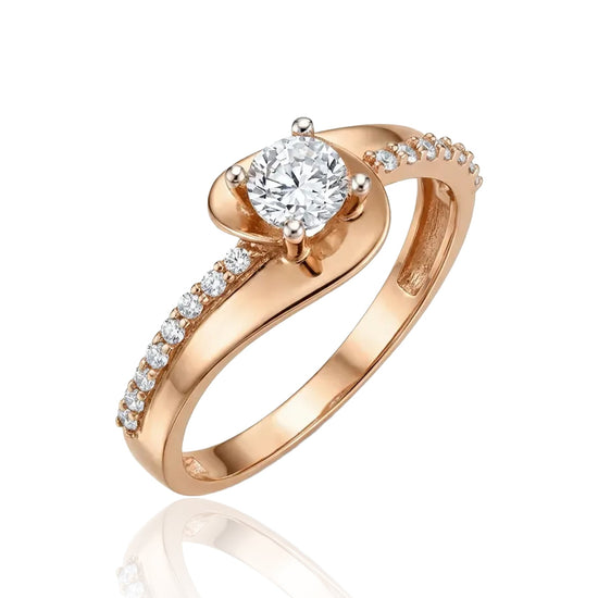 raudono aukso ziedas su cirkoniu