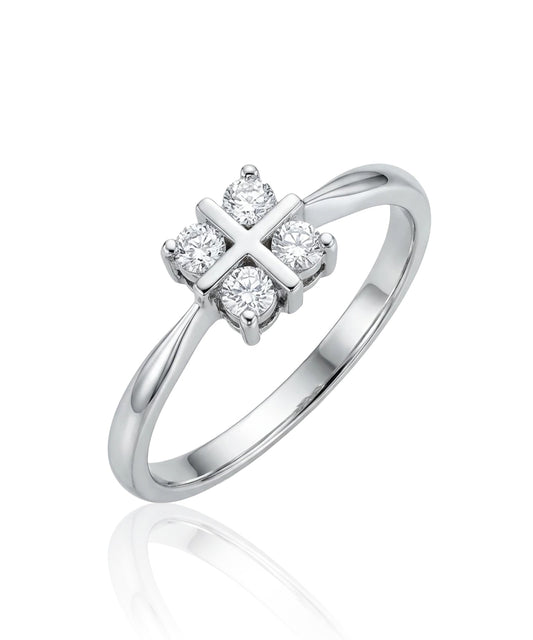 balto aukso ziedas su briliantais