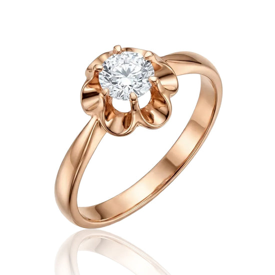 raudono aukso ziedas su cirkoniu