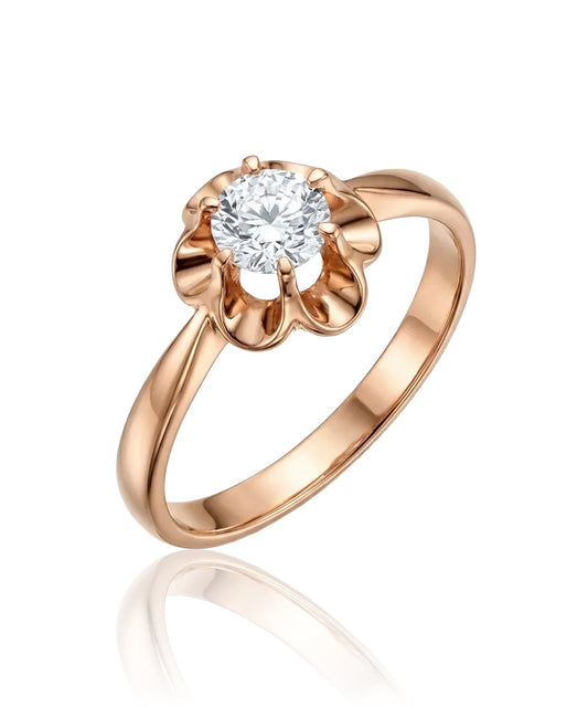 raudono aukso ziedas su cirkoniu