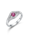 Gredzens ar rubīnu un dimantiem 0.156ct