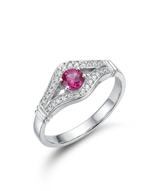 Žiedas su rubinu ir deimantais 0.156ct