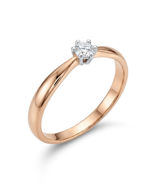 Žiedas su deimantu 0,16 ct.