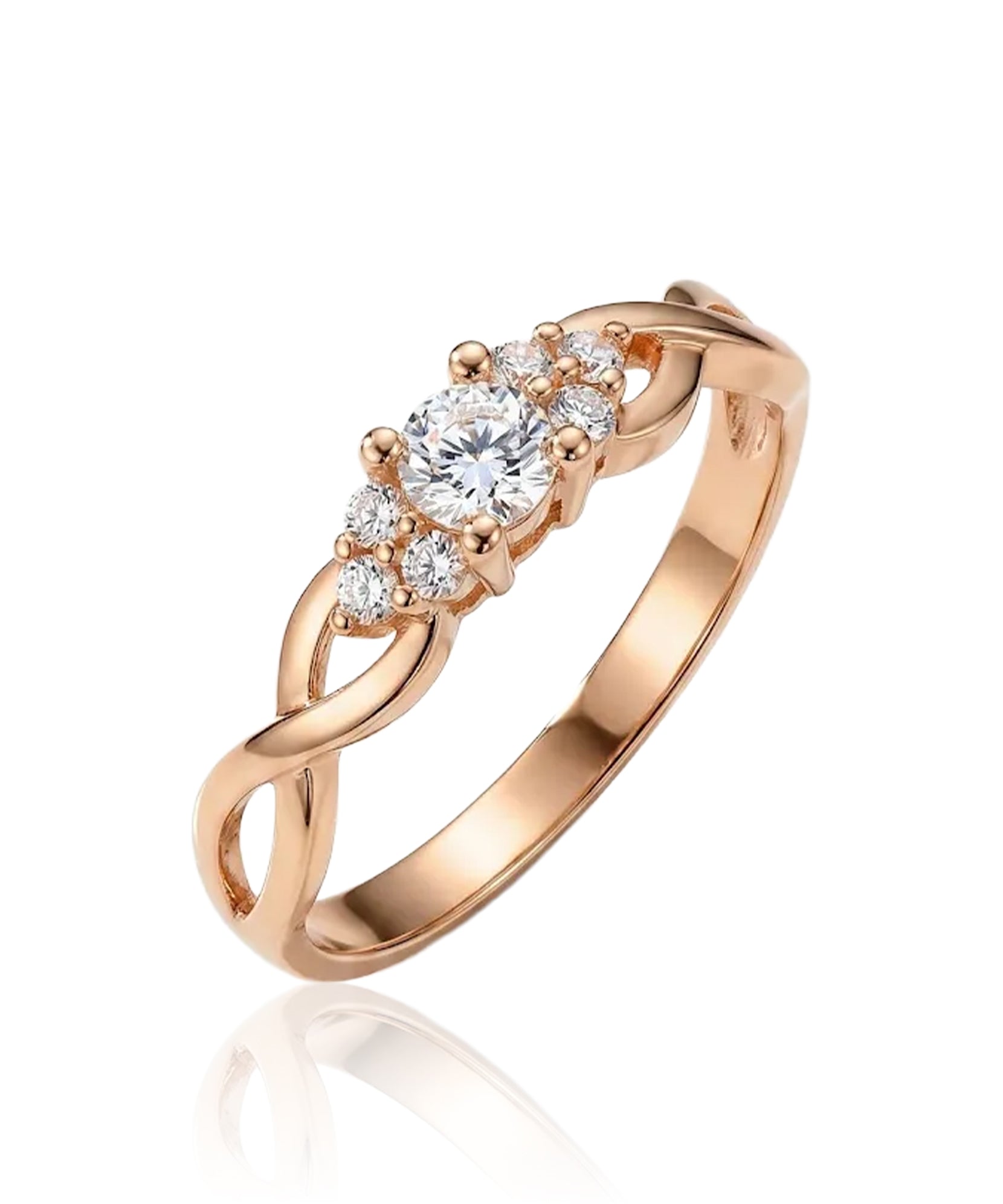 raudono aukso ziedas su cirkoniais