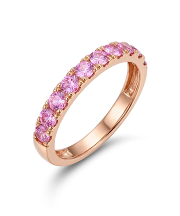 Red gold ring with pink sapphires