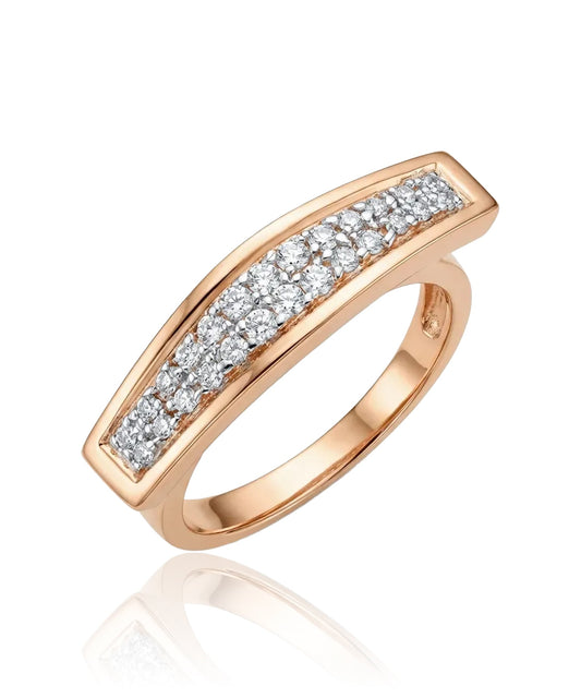 raudono aukso ziedas su cirkoniais