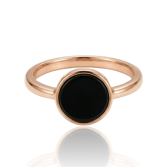 auksinis ziedas su juodu akmeniu 18.5