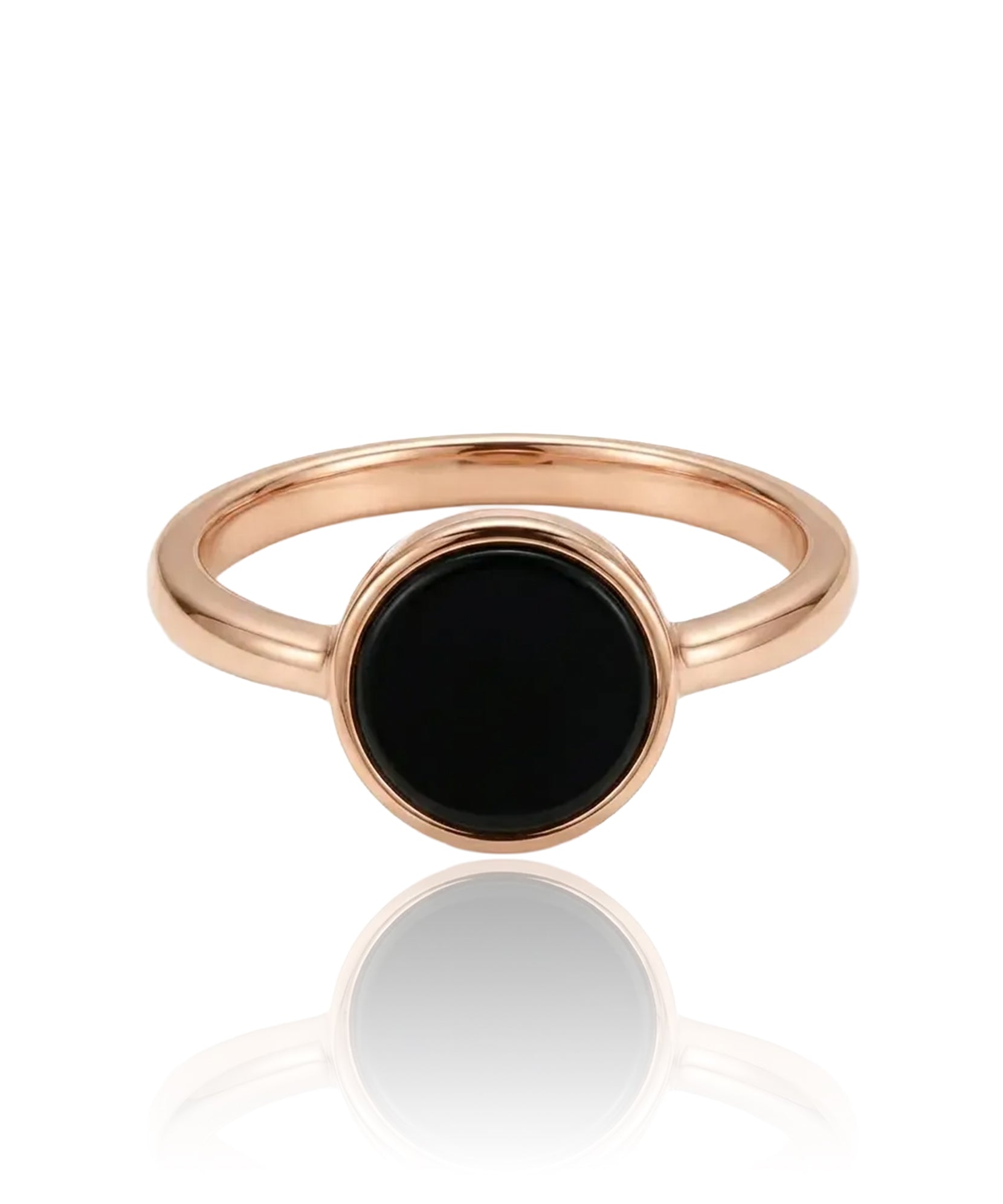 auksinis ziedas su juodu akmeniu 18.5