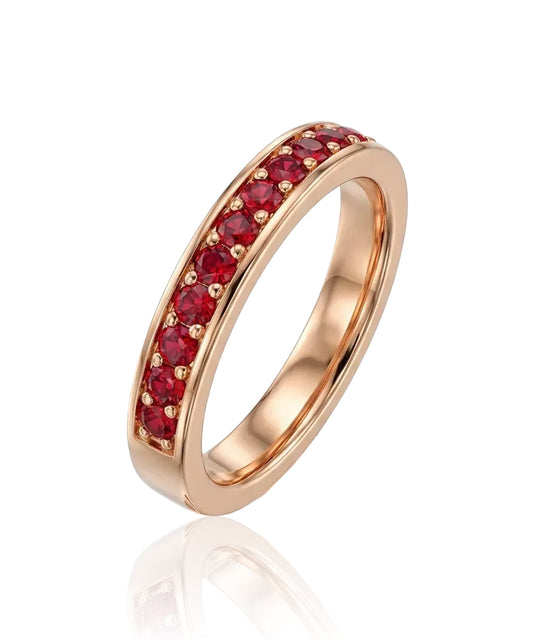 raudono aukso ziedas su raudonais cirkoniais