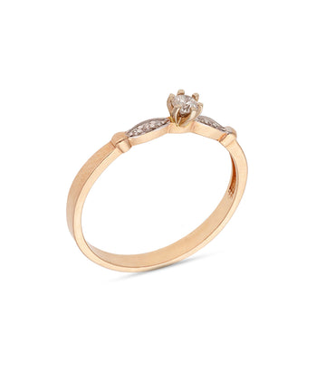 Žiedas su briliantu 0,128 ct.