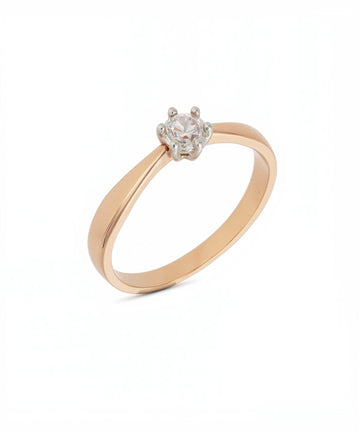 Raudono aukso žiedas su 0,23 ct deimantu