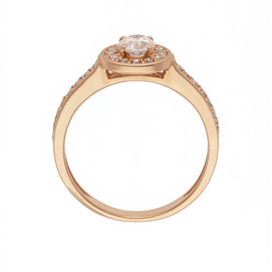 Žiedas su centriniu akmeniu ir mažais kristalais