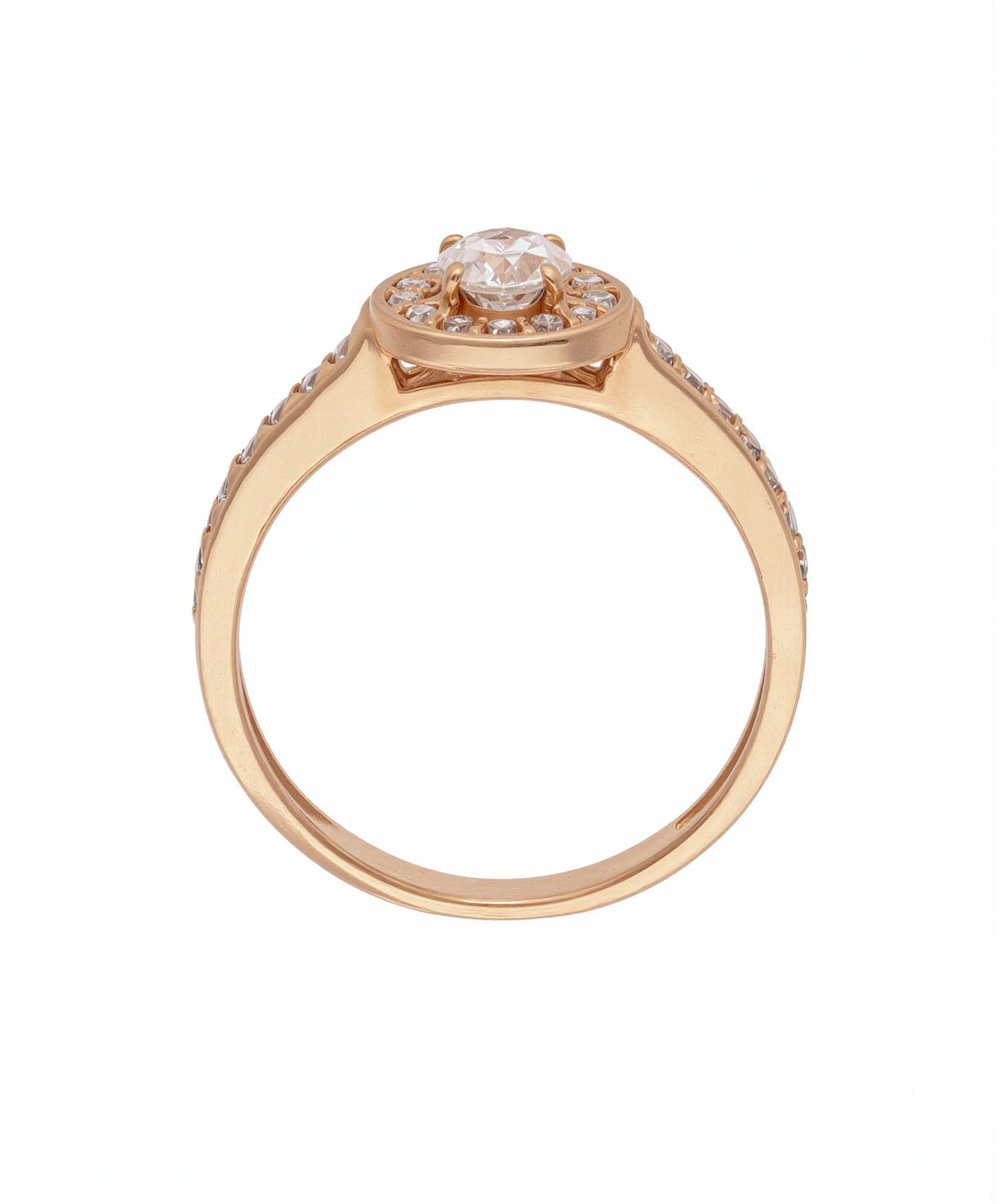 Žiedas su centriniu akmeniu ir mažais kristalais