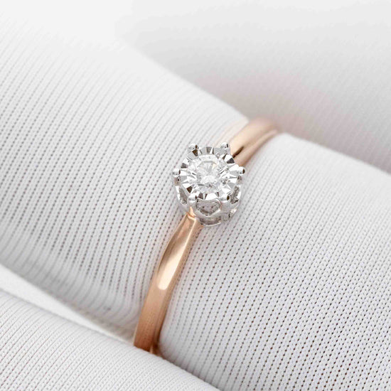 Briliantinis žiedas rožinio aukso spalvos