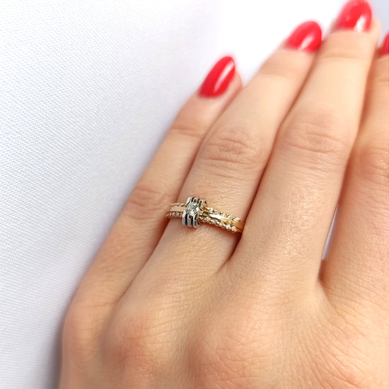 Briliantinis žiedas iš 585 raudono aukso