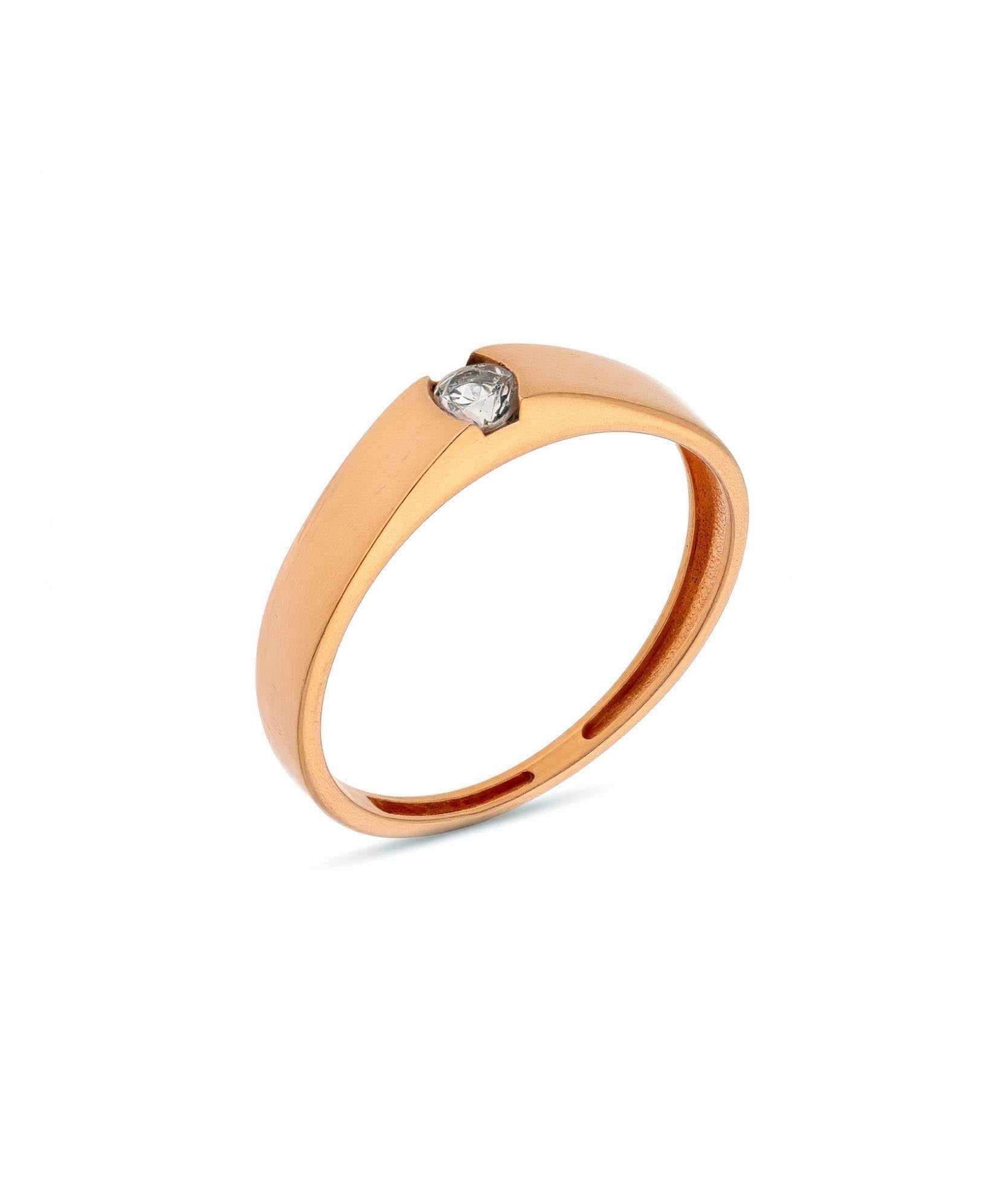 Rožinio aukso žiedas su subtiliai įstatytu cirkoniu