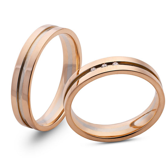 Dvispalviai 4 mm vestuviniai žiedai iš 585 aukso su cirkoniais