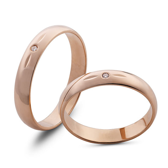 Klasikiniai 4 mm vestuviniai žiedai iš 585 aukso su cirkoniu